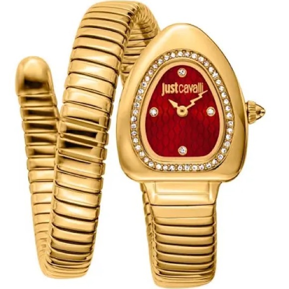 Just Cavalli Gold and Red Serpent Watch